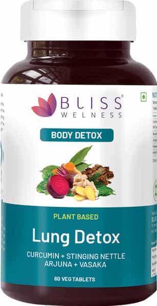 Bliss Welness Lung Detox |Cleanse Respiratory Support Toxin Removal For Smokers- 60 Veg Tablets
