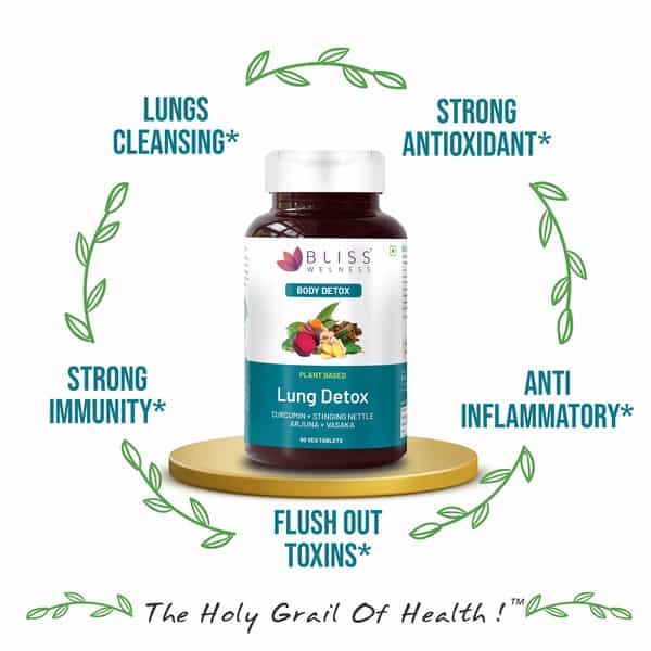 Bliss Welness Lung Detox |Cleanse Respiratory Support Toxin Removal For Smokers- 60 Veg Tablets