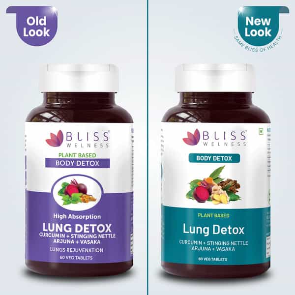 Bliss Welness Lung Detox |Cleanse Respiratory Support Toxin Removal For Smokers- 60 Veg Tablets