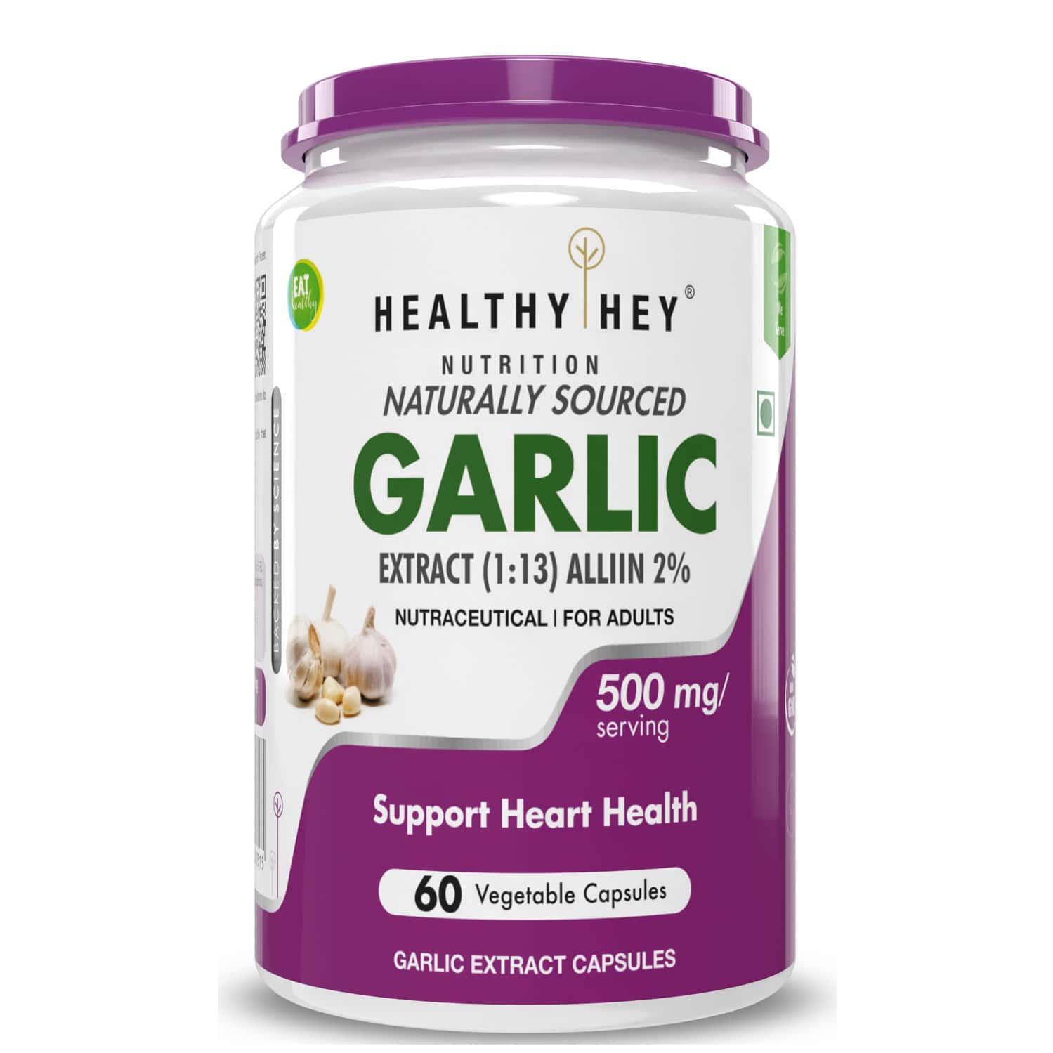 Healthyhey Nutrition Odorless Garlic Extract 1:13 Allium Sativum - 60 Veg Caps.