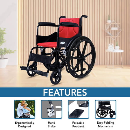 Everactiv Everyday Economy Foldable Wheelchair Red Color