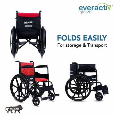 Everactiv Everyday Economy Foldable Wheelchair Red Color