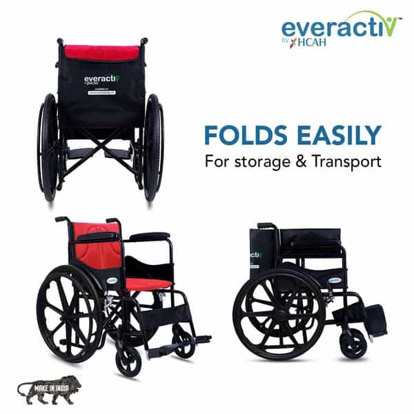 Everactiv Everyday Economy Foldable Wheelchair Red Color