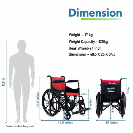 Everactiv Everyday Economy Foldable Wheelchair Red Color