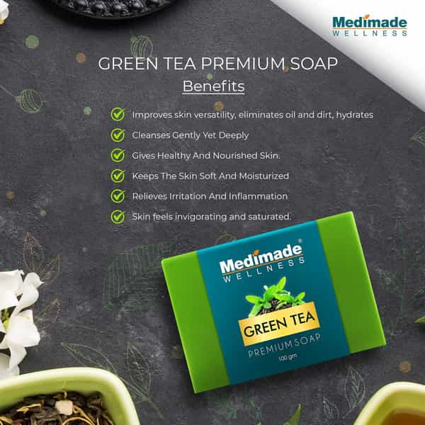 Medimade Green Tea Premium Soap - 100 Gm X 5 ( Pack Of 5 )