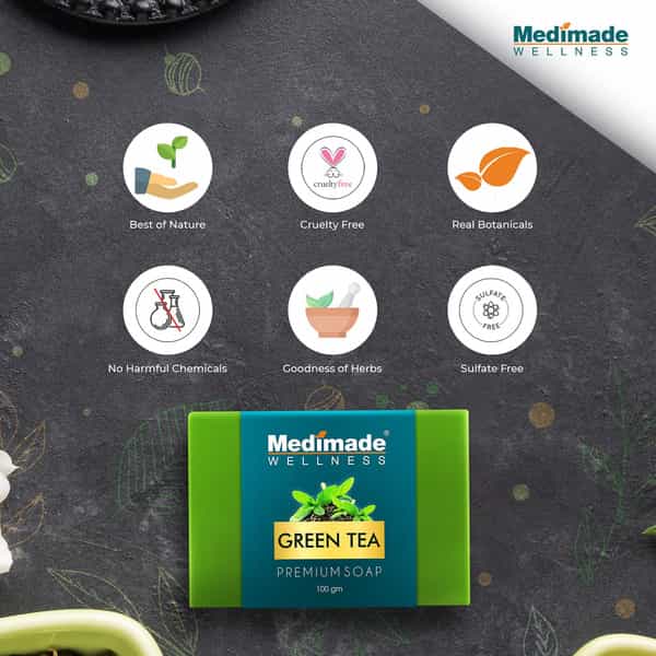 Medimade Green Tea Premium Soap - 100 Gm X 5 ( Pack Of 5 )