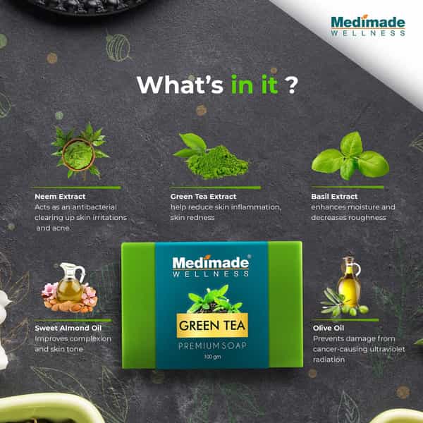 Medimade Green Tea Premium Soap - 100 Gm X 5 ( Pack Of 5 )