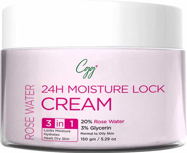 Cgg Cosmetics Rose Water 24H Moisture Lock Cream 3 In 1 Hydration Moisturizes 150Gm