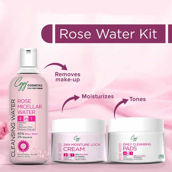 Cgg Cosmetics Rose Water 24H Moisture Lock Cream 3 In 1 Hydration Moisturizes 150Gm