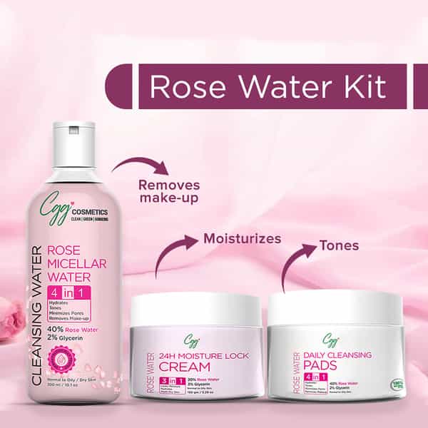 Cgg Cosmetics Rose Water 24H Moisture Lock Cream 3 In 1 Hydration Moisturizes 150Gm