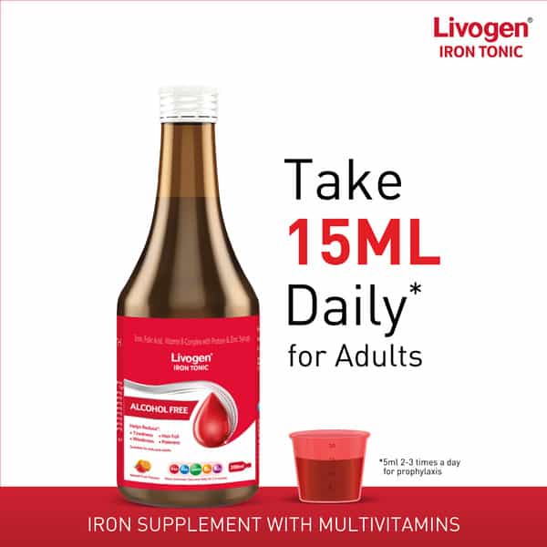 Livogen Iron Tonic | Complete Health Tonic | 9-In-1 Benefit Formula | Mixed Friut Flavour | 200 Ml