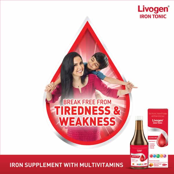 Livogen Iron Tonic | Complete Health Tonic | 9-In-1 Benefit Formula | Mixed Friut Flavour | 200 Ml