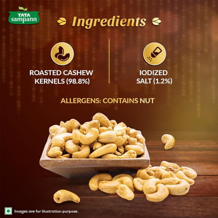 Tata Sampann Classic Salted & Roasted Cashews/Kaju| Flavourful & Crunchy Snack| 190g