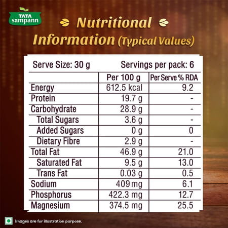 Tata Sampann Classic Salted & Roasted Cashews/Kaju| Flavourful & Crunchy Snack| 190g