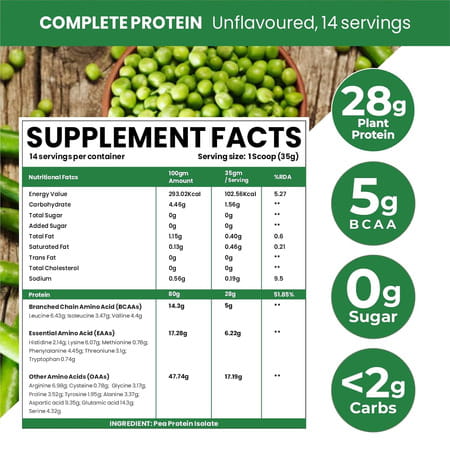 Vlado'S Himalayan Organics Organic Protein Powder I Plant Protein I 28g Protein | 5g Bcaa - 500g