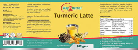 Way2herbal Turmeric Latte/Haldi Milk Powder | Golden Turmeric Latte Mix - 100 Gms