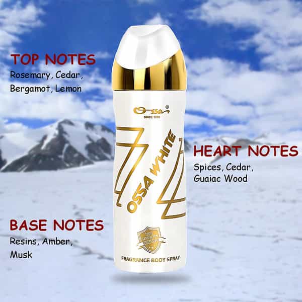 Ossa White Body Spray Ambery And Woody Notes For Men And Women 200Ml