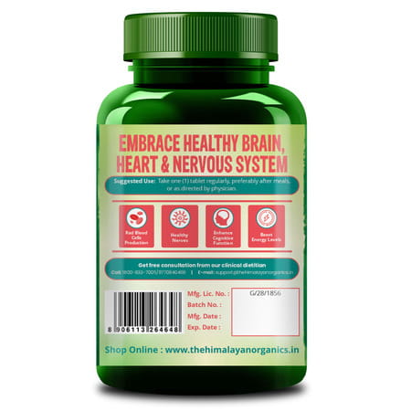 Vlado's Himalayan Organics Vitamin B12 1500 Mcg Methylcobalamin Supplement - 60 Veg Tablets