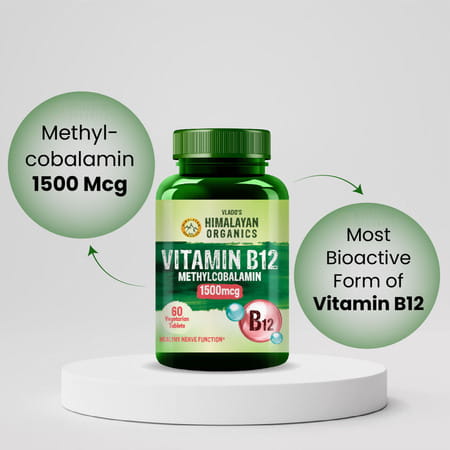 Vlado's Himalayan Organics Vitamin B12 1500 Mcg Methylcobalamin Supplement - 60 Veg Tablets