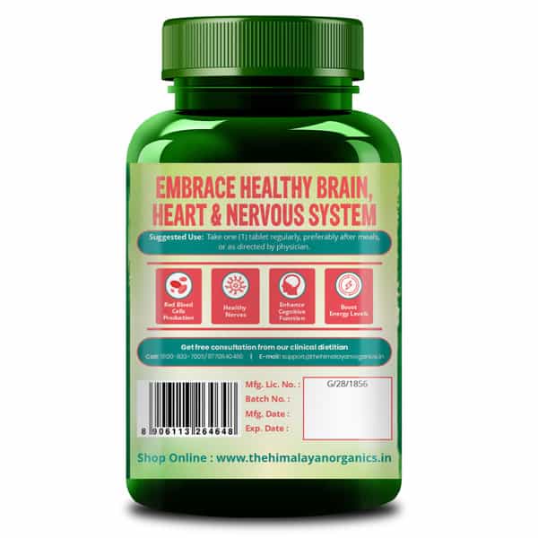 Vlado's Himalayan Organics Vitamin B12 | For Men & Women- 60 Veg Tablets