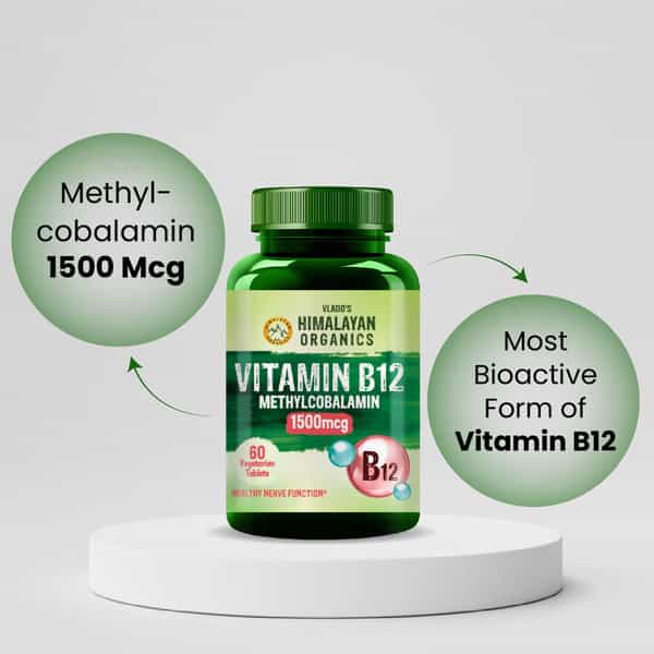 Vlado's Himalayan Organics Vitamin B12 | For Men & Women- 60 Veg Tablets