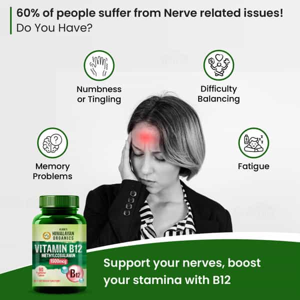 Vlado's Himalayan Organics Vitamin B12 | For Men & Women- 60 Veg Tablets