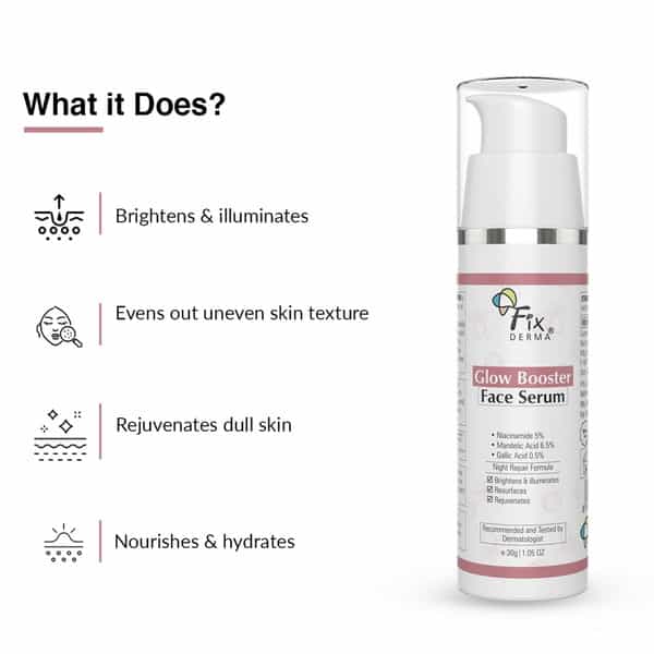 Fixderma Glow Booster Face Serum With 5% Niacinamide Skin Brightening Serum For Men & Women 30 Gm