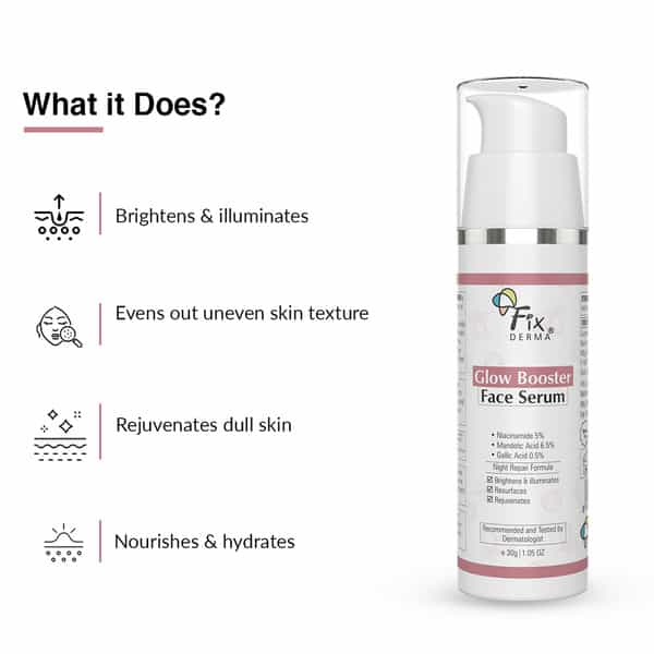 Fixderma Glow Booster Face Serum With 5% Niacinamide Skin Brightening Serum For Men & Women 30 Gm