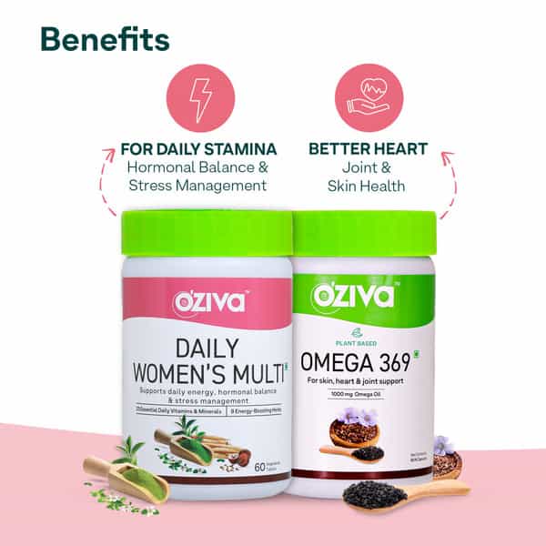 Oziva Women Wellness Combo: Daily Womens Multi Tablets (60 No) & Omega 369 Capsules (60 No)
