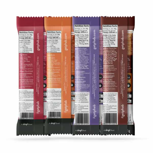 Phab Energy Bars Zero Trans Fats & Goodness Of Honey: Pack Of 12 X 35G Variety Pack - All Flavours