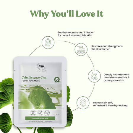 Tnw The Natural Wash Cica Face Sheet Mask | Soothing For Sensitive Skin 20 Gm