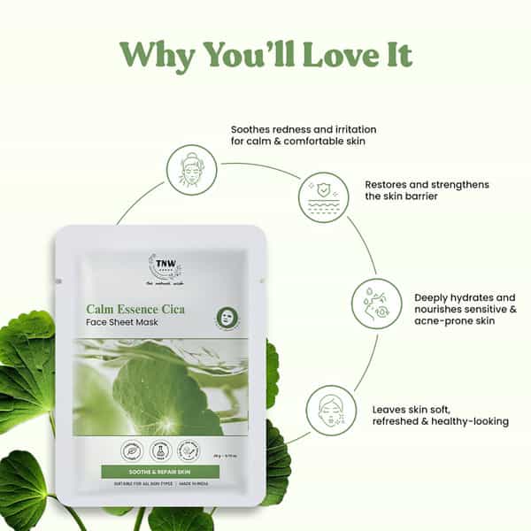 Tnw The Natural Wash Cica Face Sheet Mask | Soothing For Sensitive Skin 20 Gm