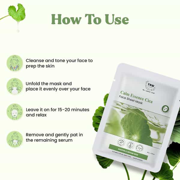 Tnw The Natural Wash Cica Face Sheet Mask | Soothing For Sensitive Skin 20 Gm