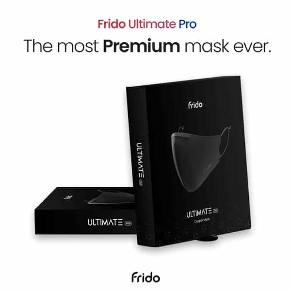 Frido Ultimate Pro Copper Treated Mask|Nose Clip|Ear Loop|Washable|Imported|Medium Size (Pack Of 2)