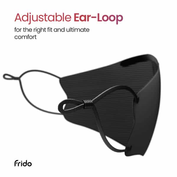 Frido Ultimate Pro Copper Treated Mask|Nose Clip|Ear Loop|Washable|Imported|Medium Size (Pack Of 2)