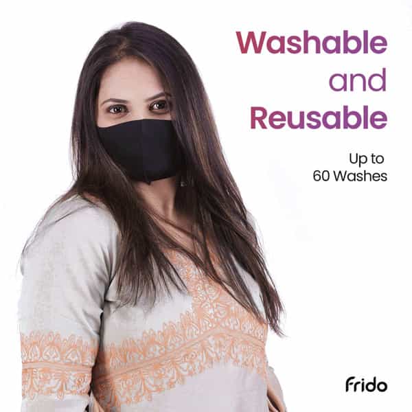 Frido Ultimate Pro Copper Treated Mask|Nose Clip|Ear Loop|Washable|Imported|Medium Size (Pack Of 2)