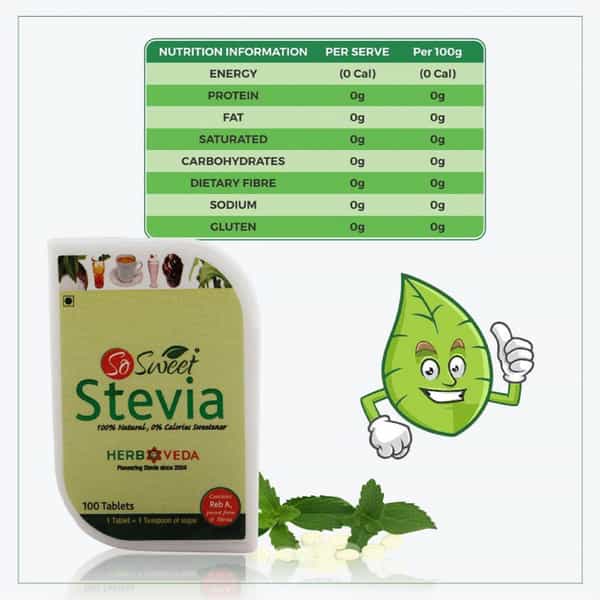 So Sweet Stevia (100) Tablets Dispenser - Sugar Free (Pack Of 2)