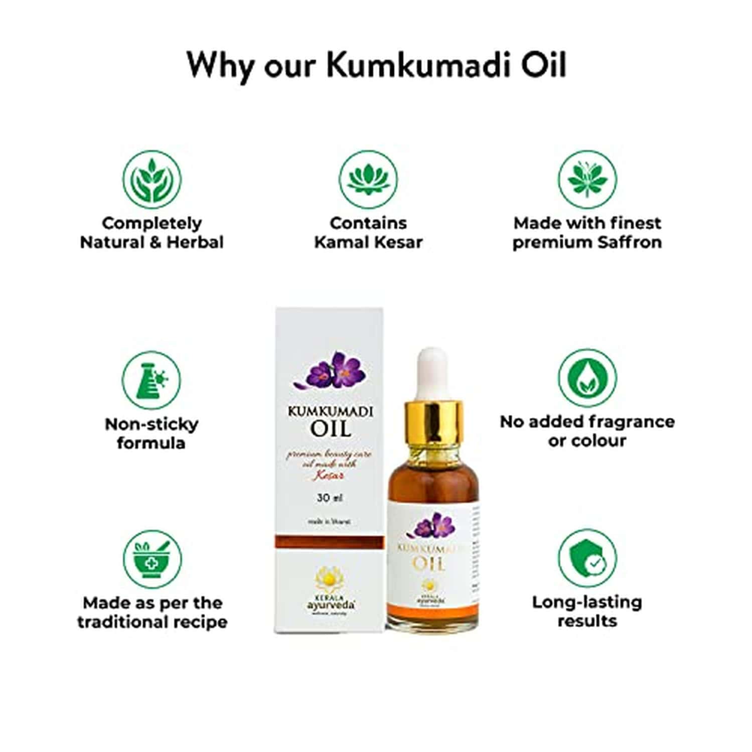 Buy KERALA AYURVEDA KUMKUMADI OIL 30 ML REDUCES FINE LINES