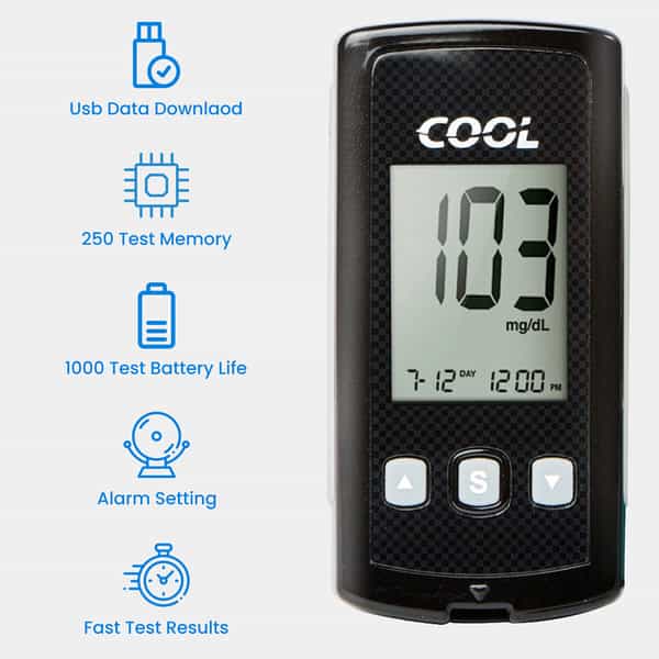 I-Sens Cool Glucometer With Glucose Strips 100 Glucometer (Black)
