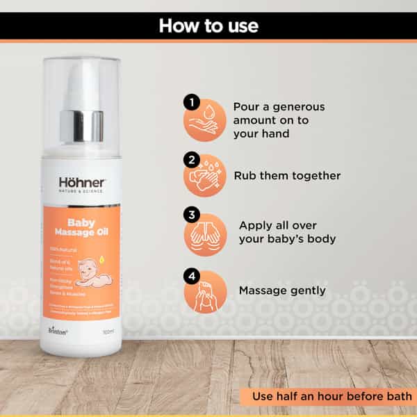 Hohner Baby Massage Oil With 100% Natural Dermatologically Tested And Clinically Proven|100 Ml