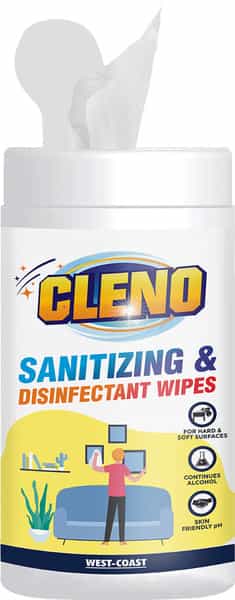 Cleno Sanitizing & Disinfectant Wet Wipes Cleanse Floor/Frame/Furniture- 50 Wipes