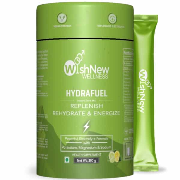 Wishnew Wellness Hydrafuel: Electrolyte-Rich Hydration Solution For Energy & Stamina (Lime & Lemon)