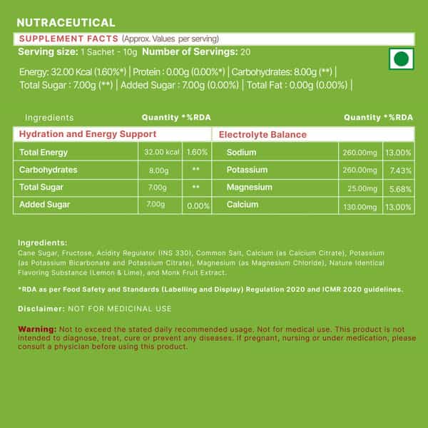 Wishnew Wellness Hydrafuel: Electrolyte-Rich Hydration Solution For Energy & Stamina (Lime & Lemon)