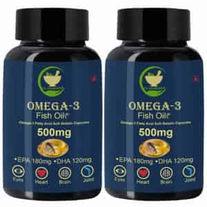 Fij Ayurveda Omega 3 Fish Oil - 500mg 60 Softget Capsules (pack Of 2)