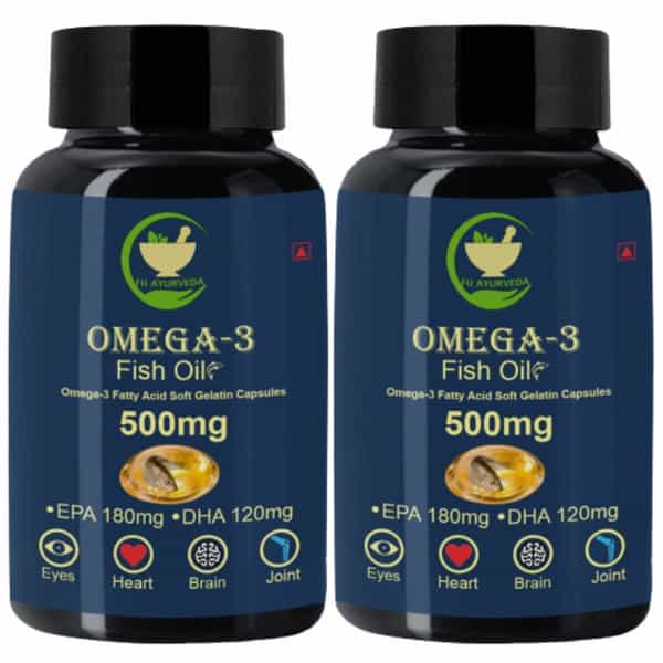 Fij Ayurveda Omega 3 Fish Oil - 500Mg 60 Softget Capsules (Pack Of 2)