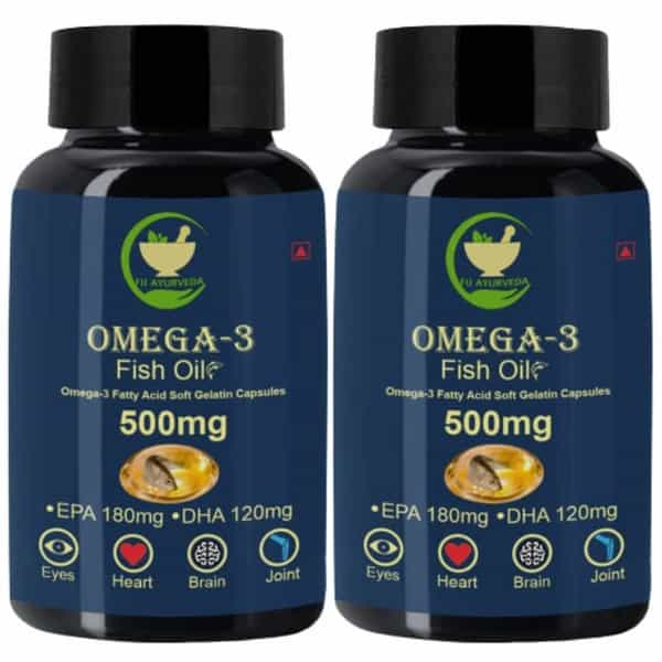 Fij Ayurveda Omega 3 Fish Oil - 500Mg 60 Softget Capsules (Pack Of 2)