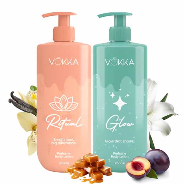 Vokka Ritual & Glow Perfume Body Lotion Combo 250Ml X 2 | Warm Vanilla & Fruity Floral Fragrance