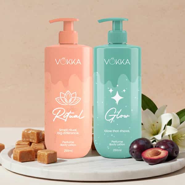 Vokka Ritual & Glow Perfume Body Lotion Combo 250Ml X 2 | Warm Vanilla & Fruity Floral Fragrance