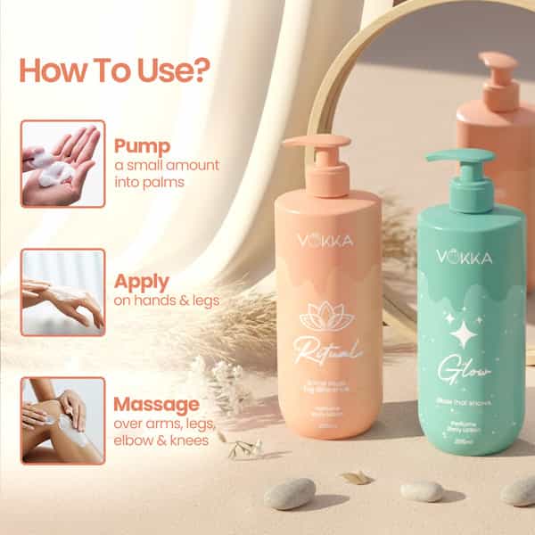 Vokka Ritual & Glow Perfume Body Lotion Combo 250Ml X 2 | Warm Vanilla & Fruity Floral Fragrance