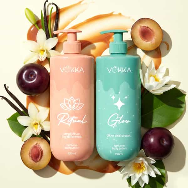 Vokka Ritual & Glow Perfume Body Lotion Combo 250Ml X 2 | Warm Vanilla & Fruity Floral Fragrance
